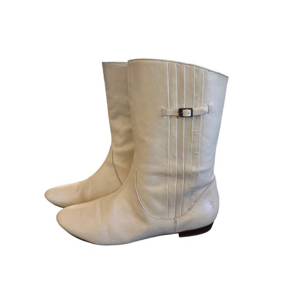 Frye Cowboy Boots Leather Vintage Booties Womens SZ10M Cream/Ivory Mid Leg - Picture 10 of 11